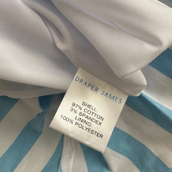 DRAPER JAMES Carly Blue White Striped Cotton Shirt Dress in Awning Stripe - Picture 9 of 9